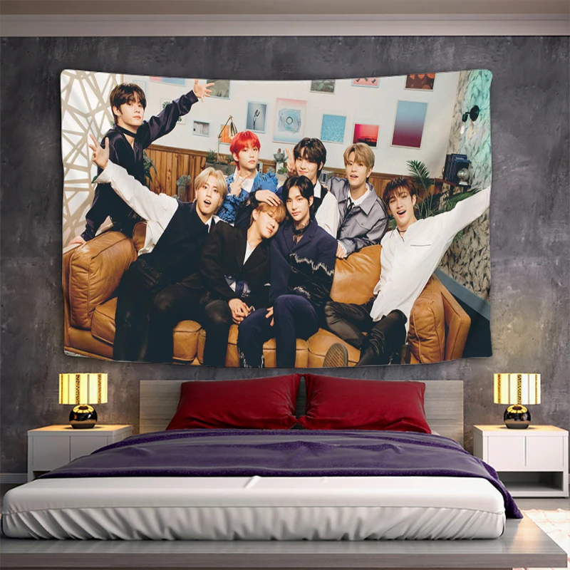 

Wallpaper Tapestry Wall Hanging Kpop Stray Kids Headboards Kawaii Room Decor Aesthetic Anime Bedroom Decoration Home Tapestries