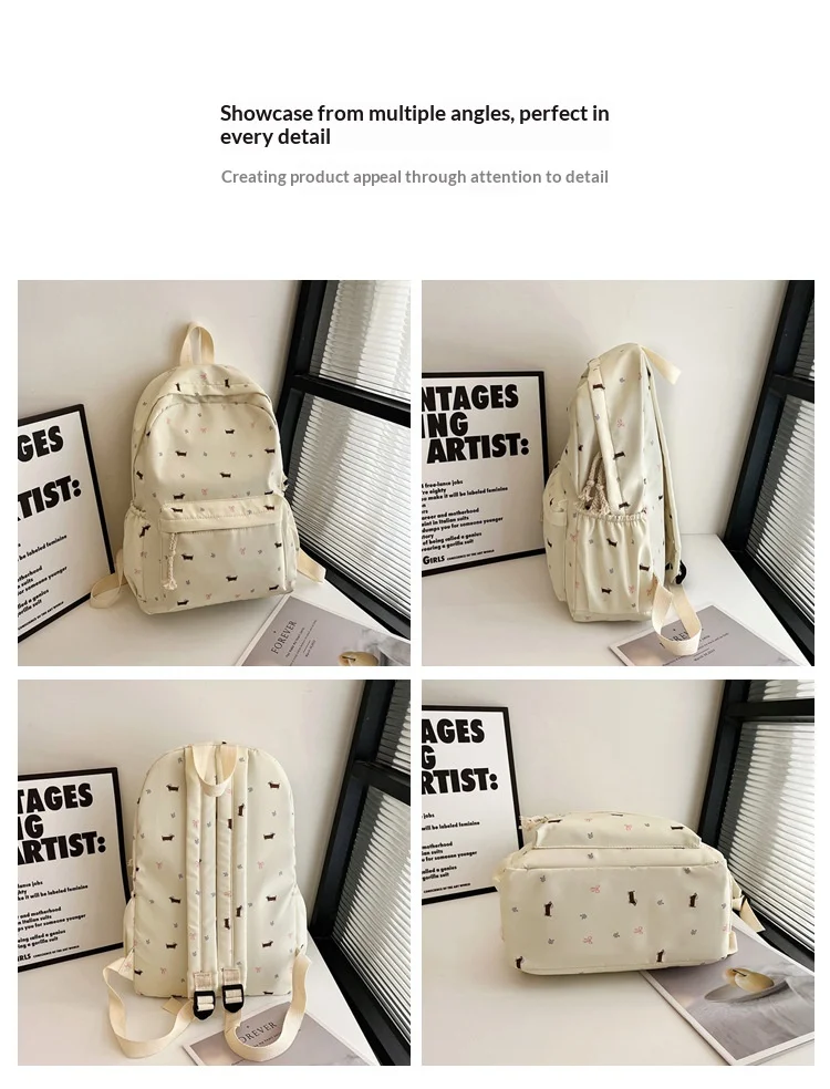 حقيبة ظهر على الطراز الكوري للفتيات، حقيبة مدرسية مطبوعة لطيفة لطلاب المدارس الثانوية، حقيبة ظهر عصرية للسفر والجامعة