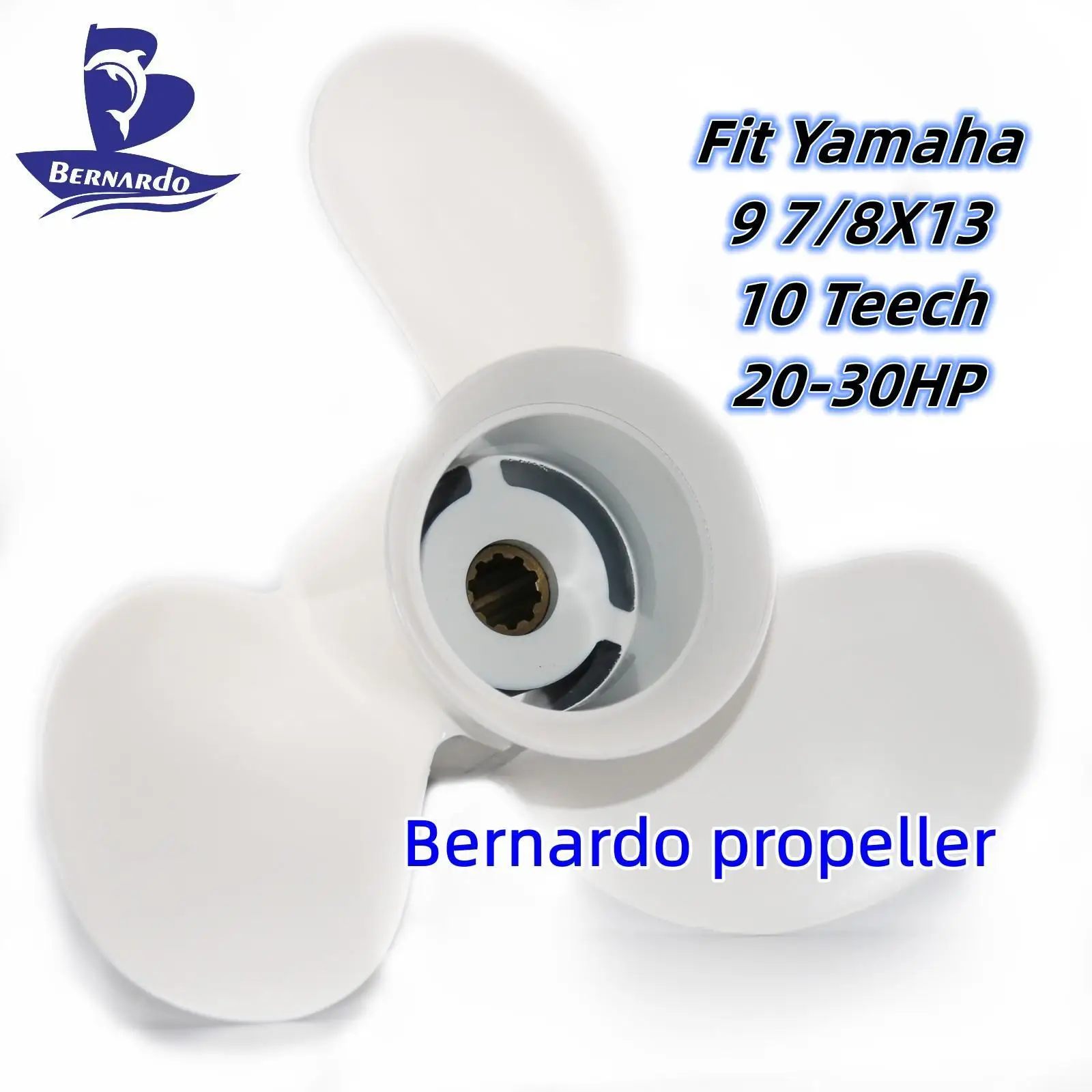 Bernardo Boat Propeller 9 7/8x13 Fit Yamaha Outboard Engines 20 25 30 HP Aluminum Alloy Screw 3 Blades 10 Tooth Spline RH