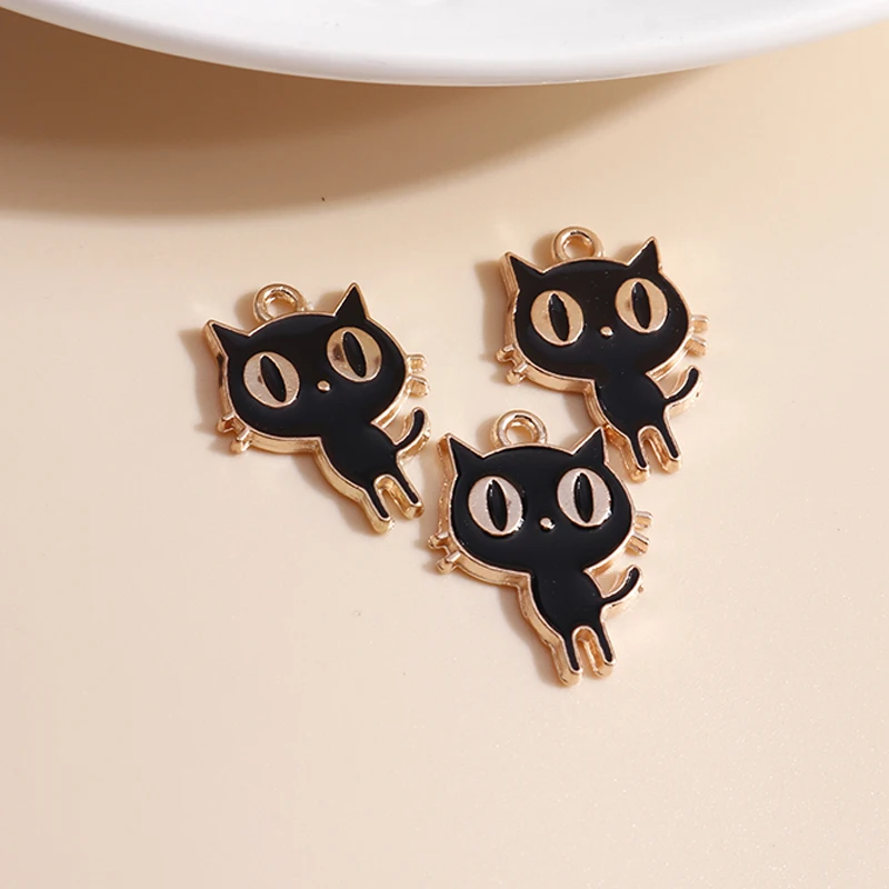 Enamel Charms 10pcs 13*17mm DIY Enamel Mini Cat Charms For Necklaces Pendants Earrings Cute Animal Charms Handmade Jewelry Making Accessories enamel charms,pet cat charm,animal charms,metal charm,alloy enamel charms,jewelry charms,resin charms,stainless steel charms,silver charm,silver charms,acrylic charms,crystal charms