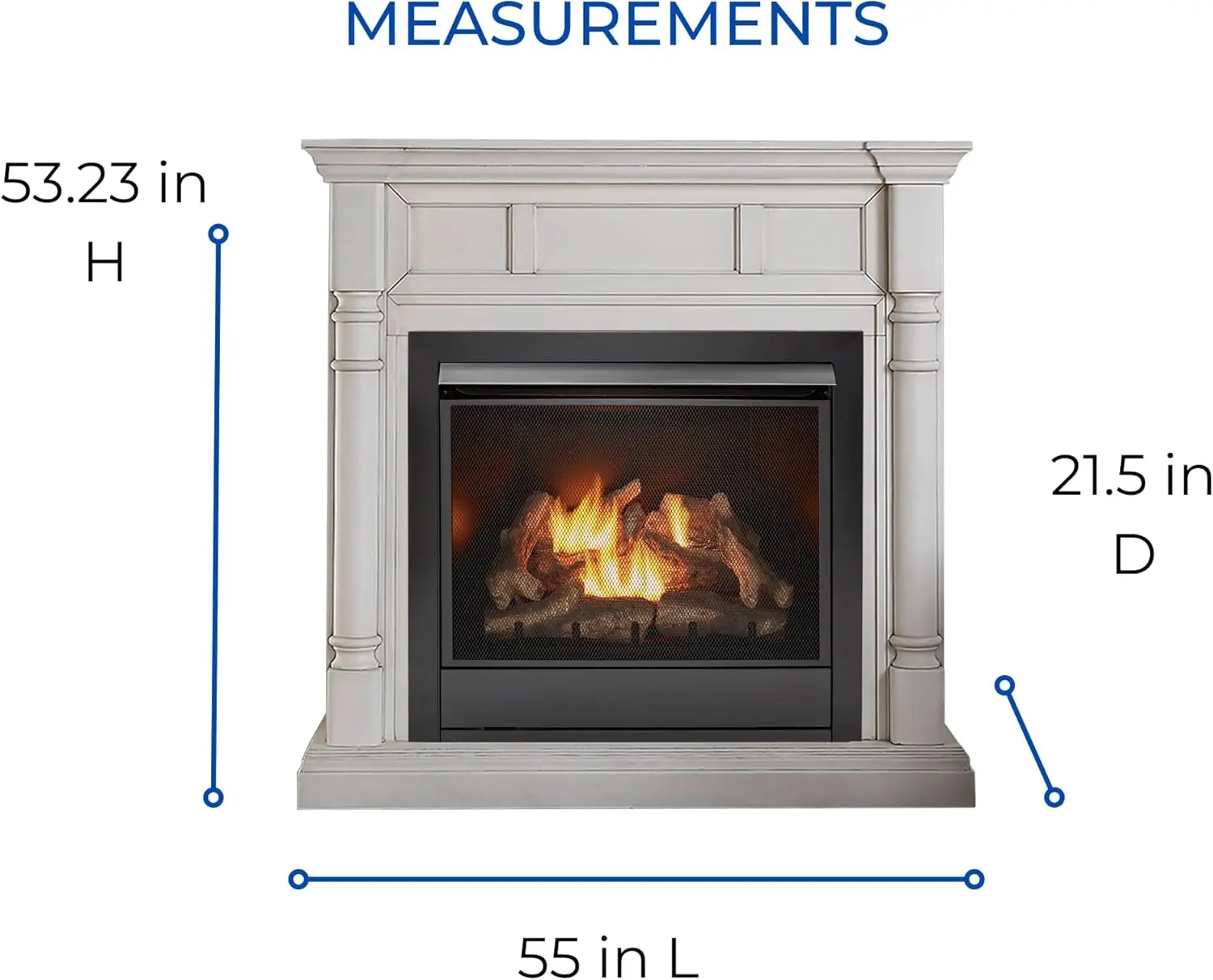 Dual Fuel Ventless Gas Fireplace System with Mantle, Remote Control, 9 Fire Logs, Use with Natural Gas or Liquid Propane 6