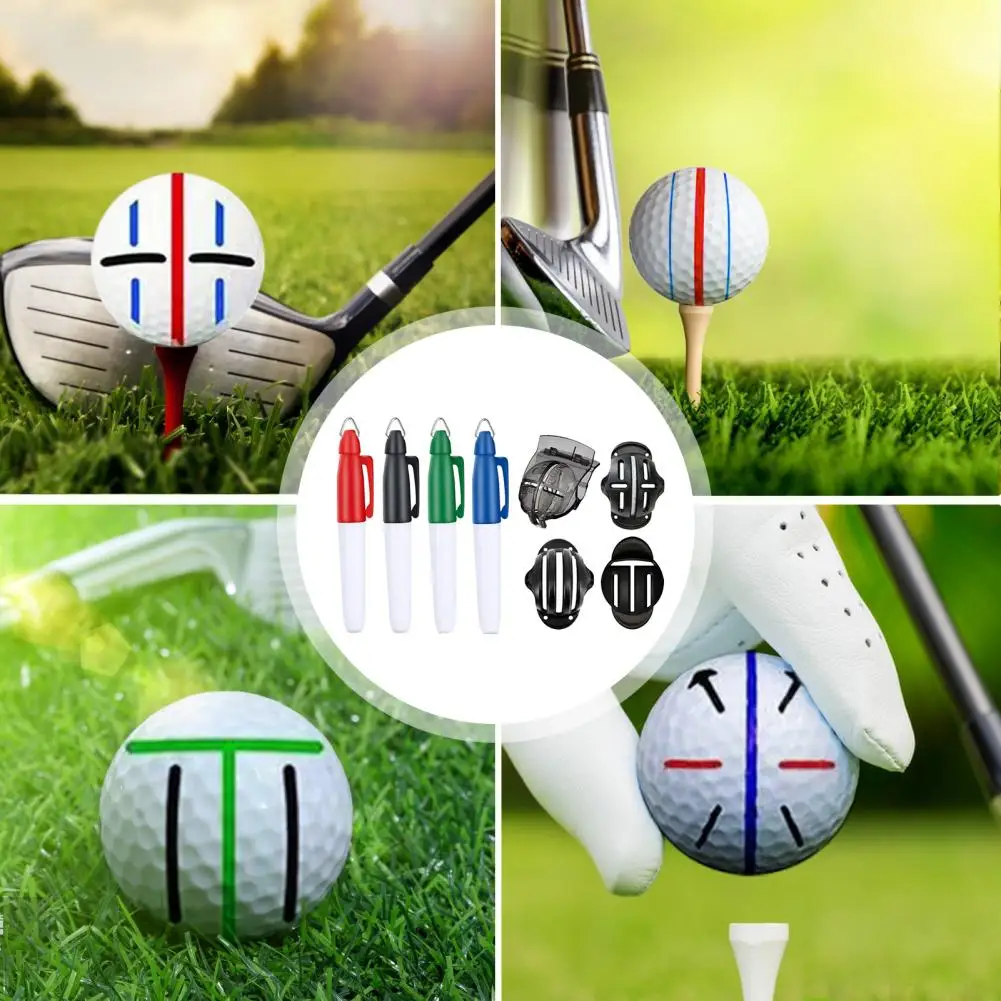 1 Set Golf Ball Marker With Line Marker Pens High Precision Golf Ball Stencil Alignment Tool Kit Accessories