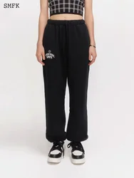 SMFK Vintage Campus Joggers Pants Embroidered Drawstring High Waist Sports Trousers Oversized Casual Cuffs Jogging Sweatpants