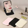 Desktop Makeup Mirror Solid Color PU Leather Simple Portable Handheld Makeup Mirror Foldable Student Compact Cute Pocket Mirror 2