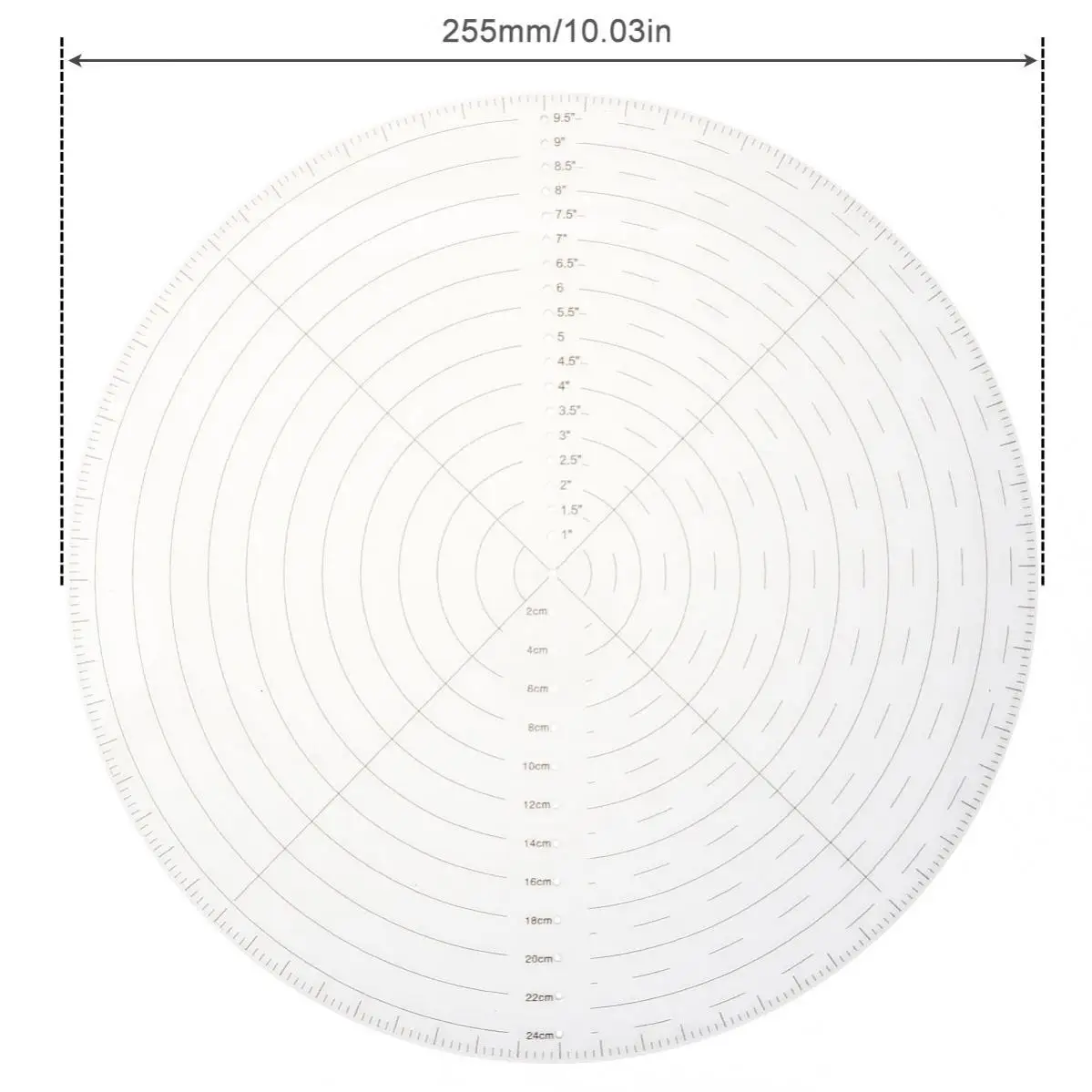 10 Inch Round Center Finder Compass Imperial Metric Clear Acrylic Circle Gauge Double Scale for Drawing Wood Turning