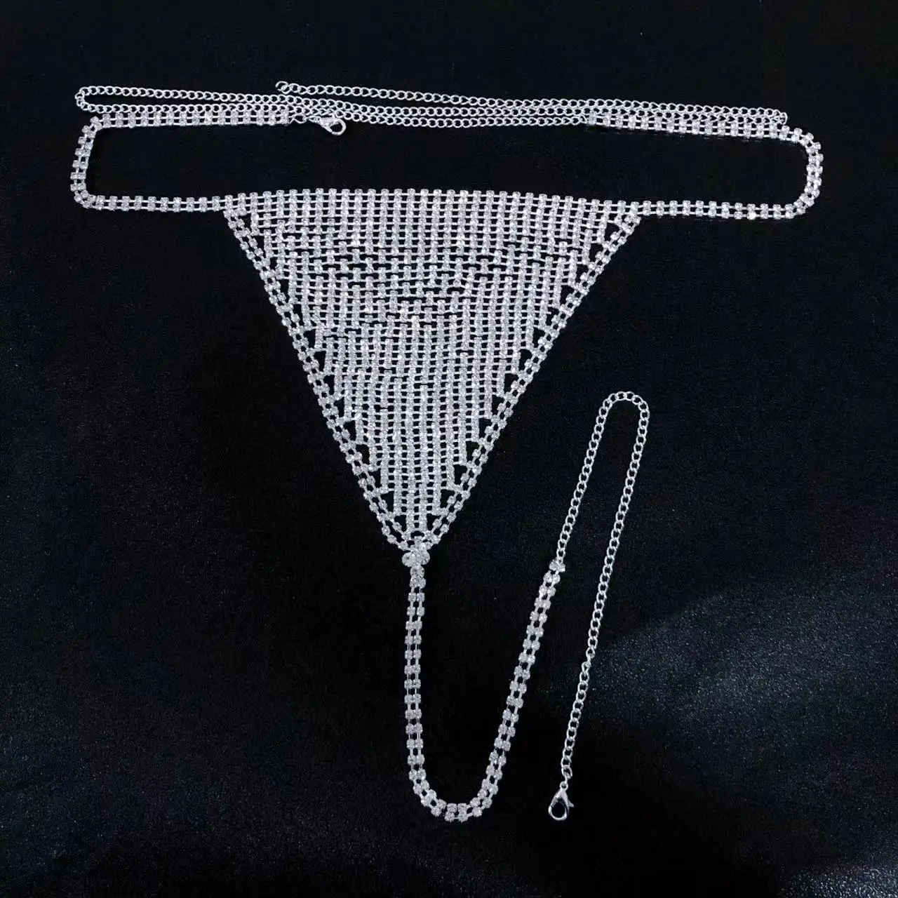 Biquíni de strass brilhante, sutiã e calcinha com pingente feminino, joia sexy de corpo em cristal, roupa íntima, joias para presente