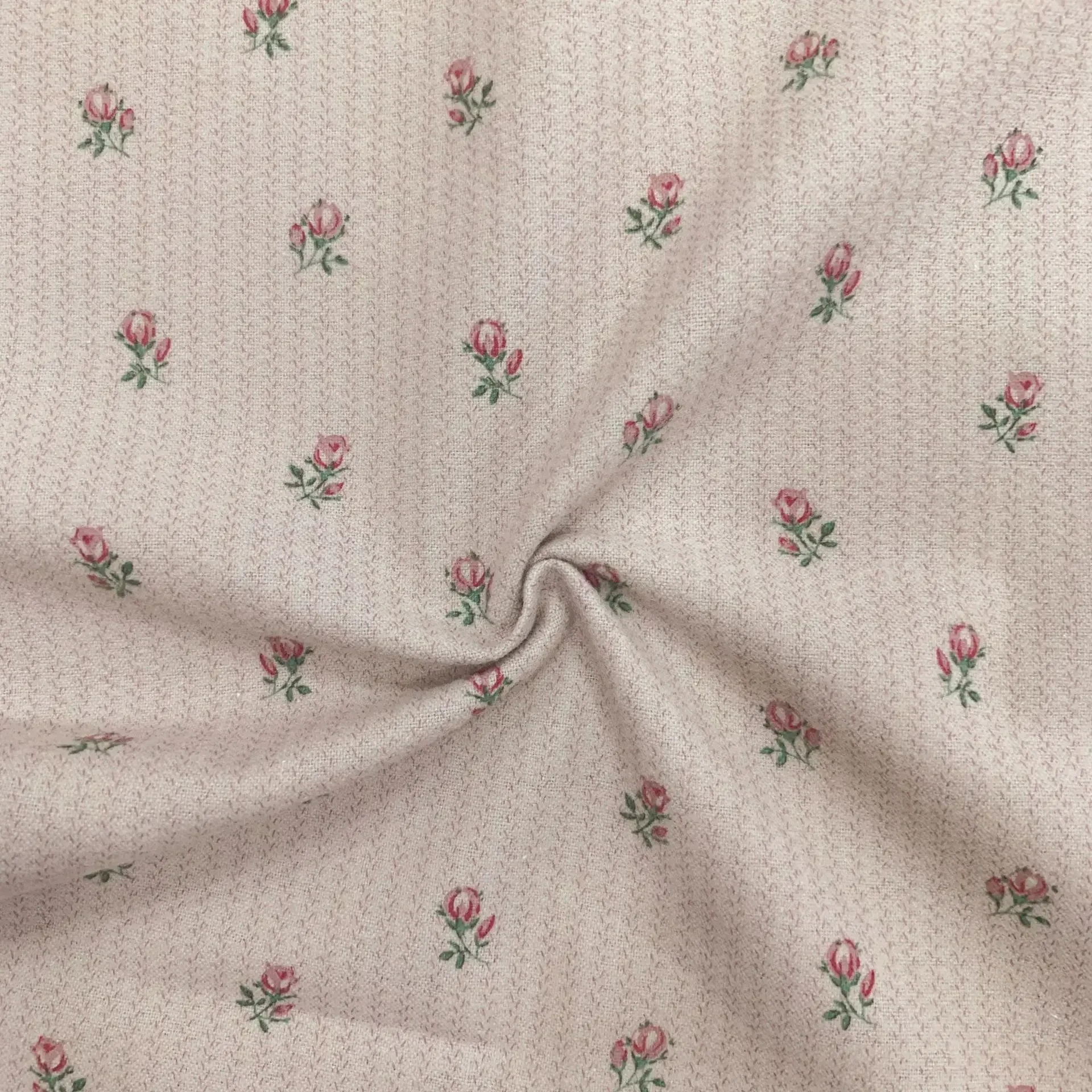 Pure Cotton Flannel Small Floral Print Fabric Brushed Cotton Flocking Floral Pattern Autumn Winter Pillowcase Material