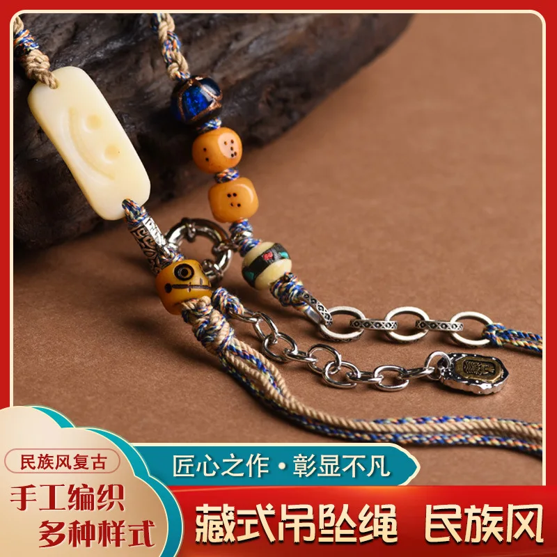 Zachilam 손으로 짠 랜야드 수공예 펜던트 로프, Thangka 수제 면사, 에스닉 스타일 레트로