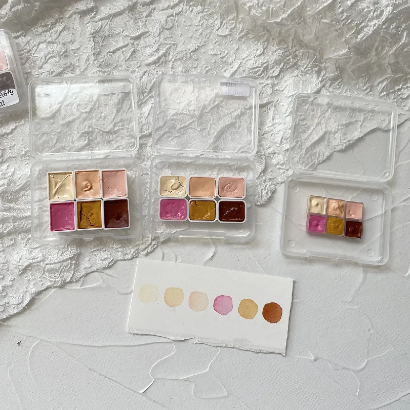 1ml/2ml Watercolor Skin Tone Solid Small Grid Divided Paint Set DIY Hand-painted Watercolor Painting Nail Color Acrylic Paint