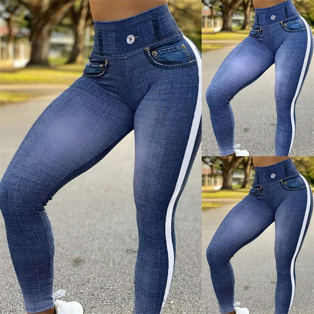 High Waisted Jeans Outfit Dark Blue New Look Stretch Skinny Jeans Womens  Slimming Jeggings Fitness Workout - AliExpress