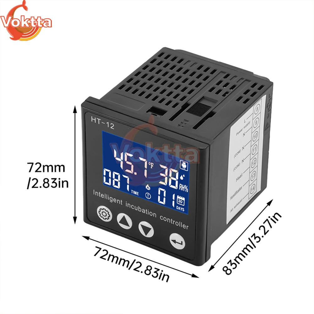 HT-12 Controller intelligente per incubatrice per uova Display digitale LCD Termostato Controllo igrostato con sonda sensore di umidità della temperatura - immagine 6