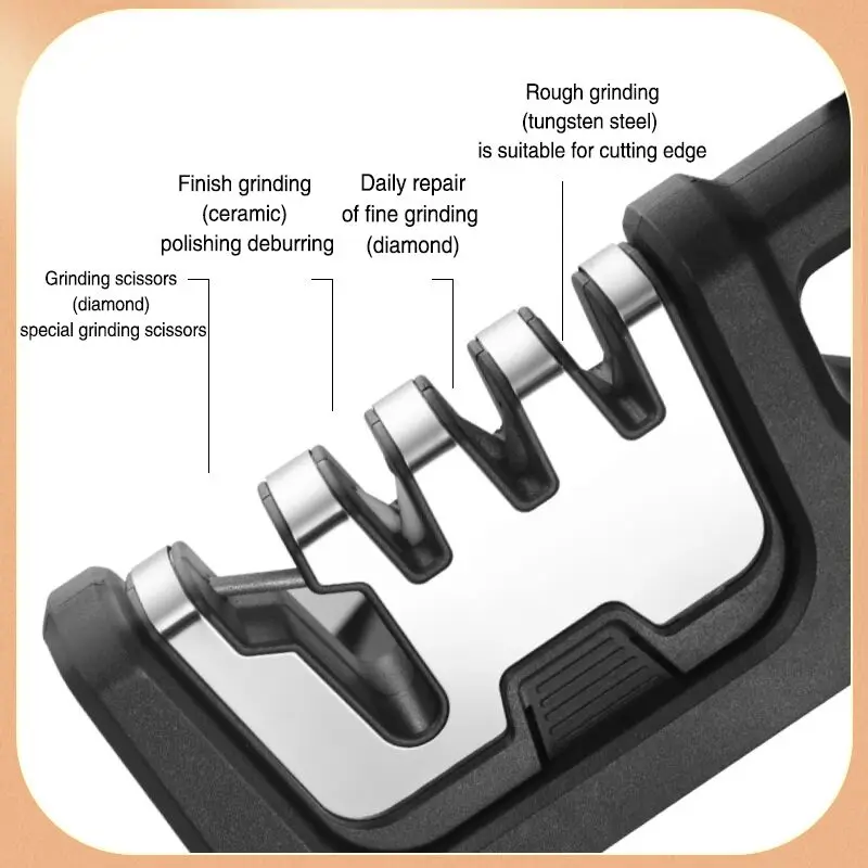 Kitchen Knife Sharpener 4 IN 1 Scissors Knife Sharpener 3 Paragraphs Replaceable Grinding Head Section Knives Accessories Kitchen Gadgets