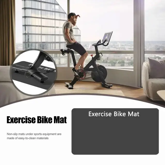 Rubber Exercise Bike Mat Noise Reduction Exercise Bike Mat Set for Indoor Cycling Elliptical Training for Stationary for Home 3