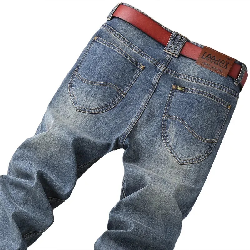 2024 Autumn and Winter Thick Jeans Men's Straight Slim Elastic Business Casual Korean Style Youth Pants Mens Jeans