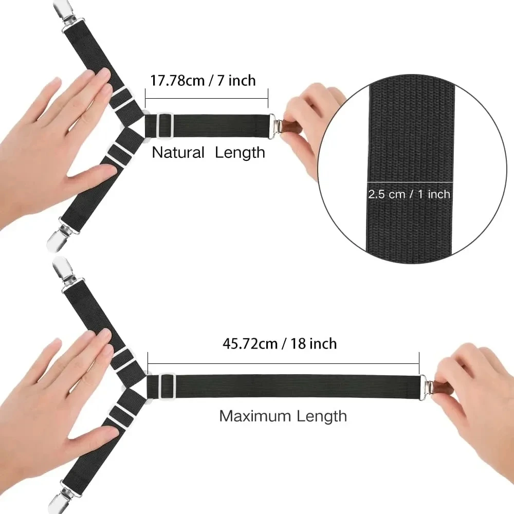 Elastic Bed Sheet Grippers and Organizers - 4-Pack Set