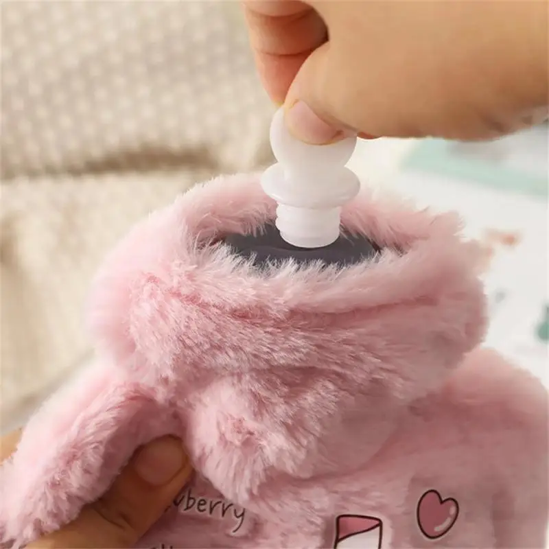 250/500/750ML Garrafa de Água Quente de Pelúcia Kawaii Urso Dos Desenhos Animados Coelho Padrão Animal Kat Grosso Água Quente saco de Mão Pés Quentes de Inverno