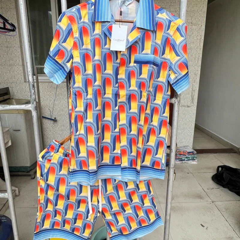 

Summer Suit Casablanca Printed T-shirt O Neck Graphic T Shirts Hight Quality T Shirt for Men One Day Ship Out Couple Clothes