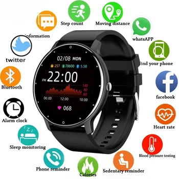 Reloj inteligente LIGE para hombres y mujeres, pantalla completamente táctil, llamada Bluetooth, reloj inteligente resistente al agua, rastreador de actividad/deporte, relojes para Android iOS