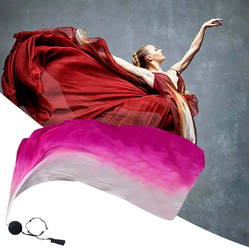 Dance Silk Veil Belly Dance Silk Scarf Veils Poi Streamer Gradual Colors Silk Poi Flags With Poi Ball Belly Dance Silk Scarf 4