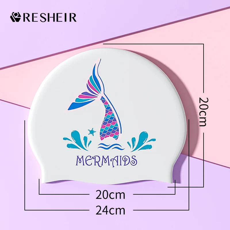 Printed Silicone Swimming Caps for Women Waterproof Women Long Hair Enlarged Swim Caps Swimming Hat Swimming Pool Accessories 6