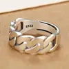 Bague Girlbible en argent sterling 925 pour femme, couple, minimaliste, faite à la main, rétro, avec pierre noire, bijoux de fête, cadeau, anti-allergie