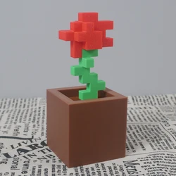 Pixel Rose Flower Ornament - 3D Printed Decorative Flower, Ideal (D10 - Multicolor - 1pc)