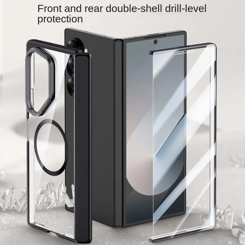 Enhanced Magnetic Anti-Shock Folding Phone Case with Plating and Full Hinge Protection