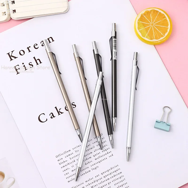 Mechanical Pencils 1pcs Mechanical Pencil 0.5/0.7mm Pencil Metal Rod Automatic Pen Lead Refill Student Stationery