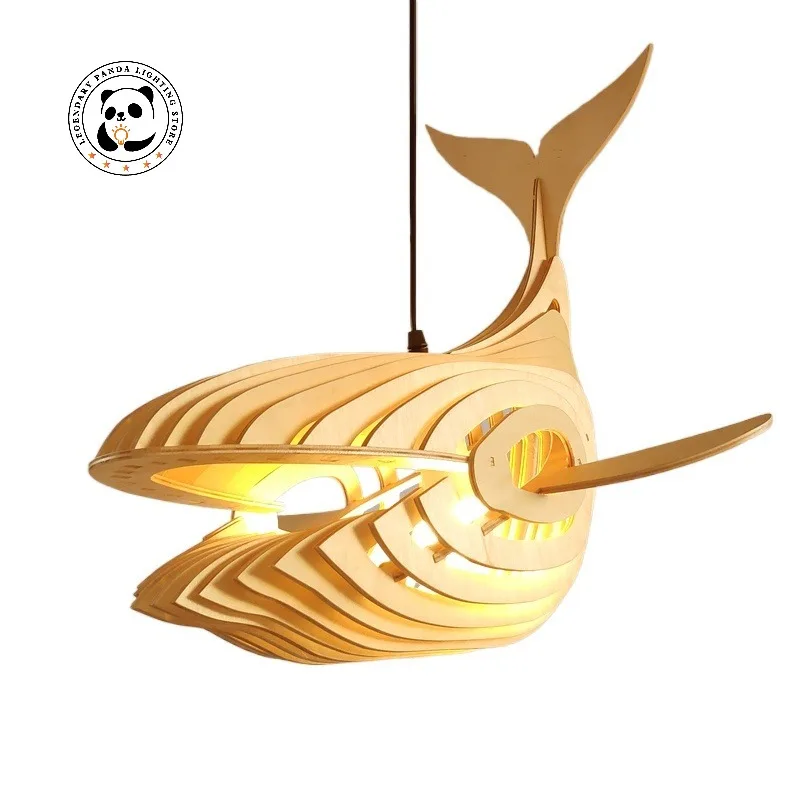 

Classic Bamboo Lustre Chandelier E27 Shark Hanging Lamp Ceiling Handmade Wooden Pendant Light Fixture Home Living Bed Room Decor