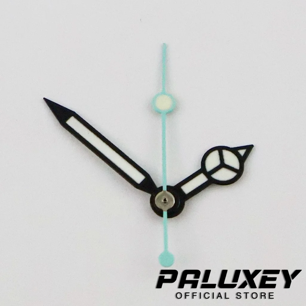 Ghost Hands with Blue, Green, and Red Accents - Luminous Green Watch Hands