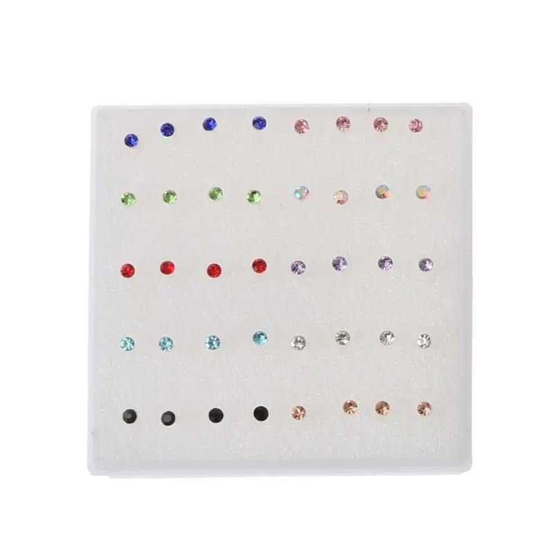 20 Pairs Small Stud Earrings Colorful Faux Rhinestone Plastic Ear Studs Fashion Studs Earrings for Women Hypoallergenic Earrings 6