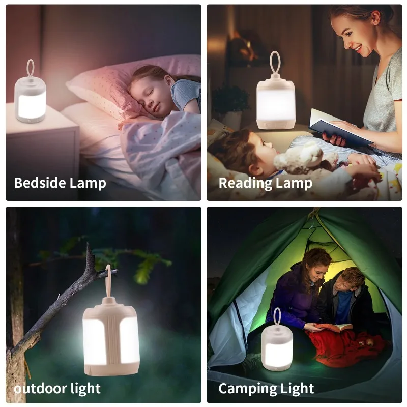Touch Bedside Lamp Outdoor Waterproof Camping Lamp Rechargeable Dimmable Portable Night Light LED Multi-function Table