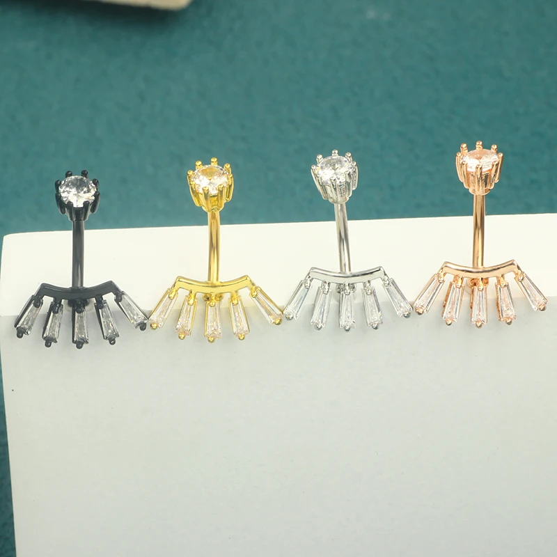 Body Jewelry Ombligo 14G Crystal CZ Belly Button Ring Stainless Steel Flower Snake Heart Belly Ring Piercing dangle navel jewelr