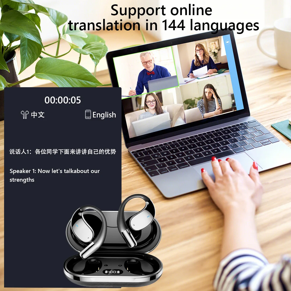 3 In 1 Ai Translator Earbuds Real Time Translation Device 144 Language Smart Voice Translator Hifi Sound Fit For Android And Ios, Alina Gadgets