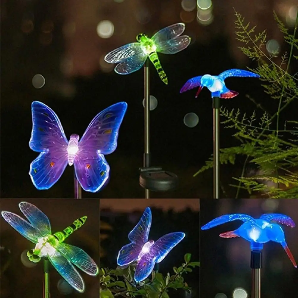 Solar LED  Fairy Lights Butterfly Dragonfly Bird Shape Waterproof Garden Decoration Lawn Pathway Solar Lamp Christmas Decor