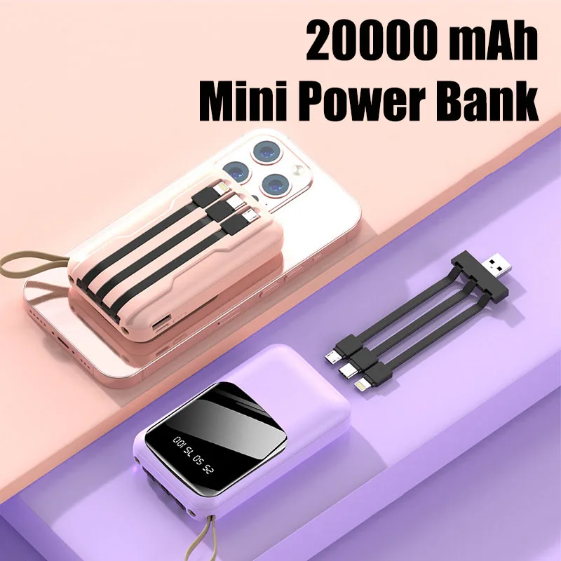 Built-in-Cable-Phone-Charger-Power-Bank-20000mah-with-Led-Digital ...