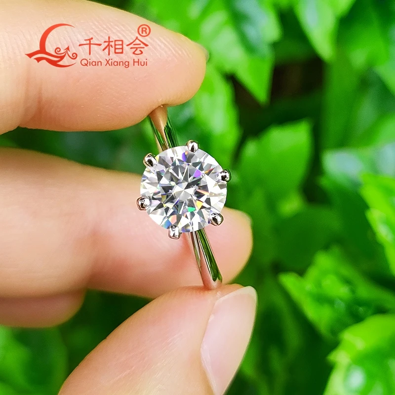 Finger Ring Wedding Rings Moissanite Diamond Ring 0.5ct 1ct 2ct 3ct round solitaire 925 Sterling Silver D for women Jewelry gift dating wedding