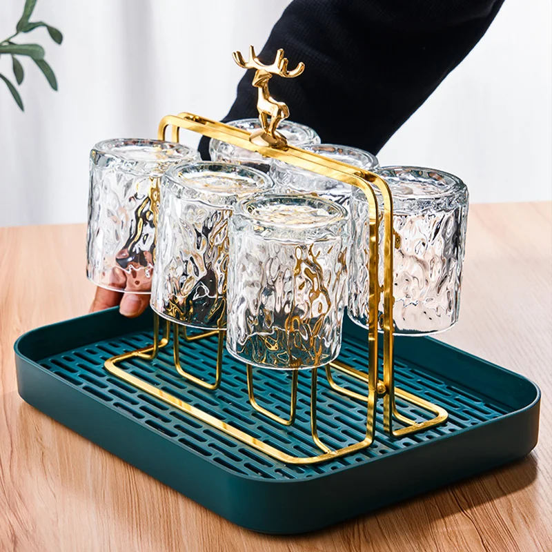 GIANXI Cup Storage Rack Nordic Reindeer Decorative Iron Cups Holders Household Water Cup Storage Drain Cup Holder 5