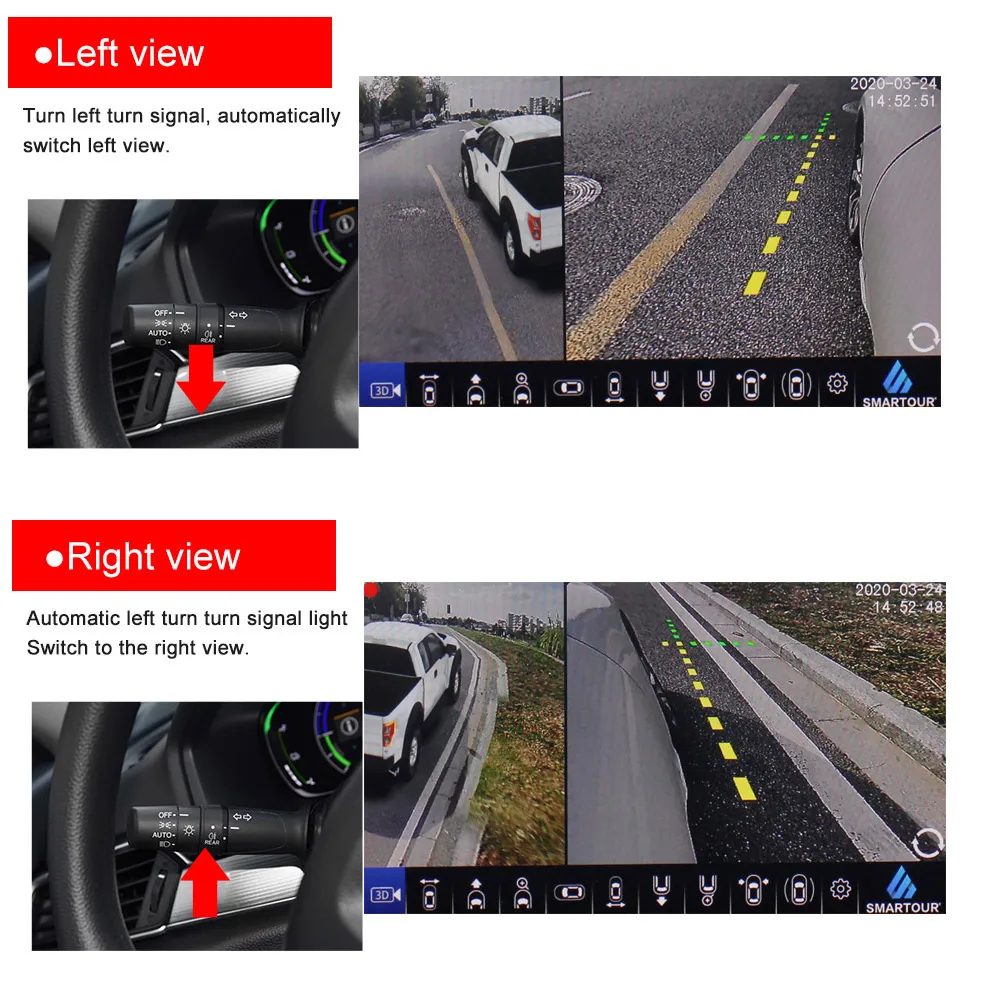 Smartour Car 3.5D AHD 360 Degree Surround View System Driving With Bird View 4 Car Cameras 1080P DVR For Ford Raptor Pickup