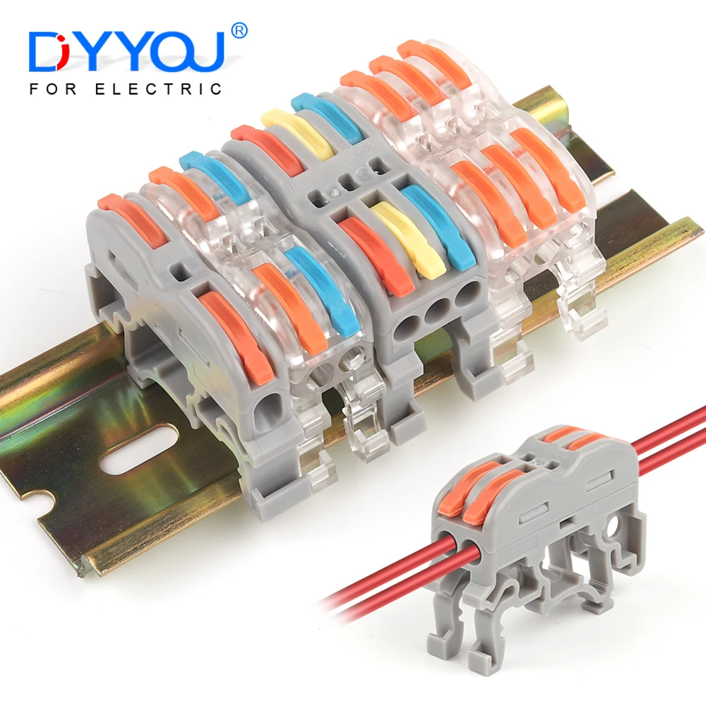 10PCS Schnell Universal Push-in Typ Draht Elektrische Stecker DIN Schiene Leiter Drücken Terminal Block K411/K412/K413 0,08-4,0mm2