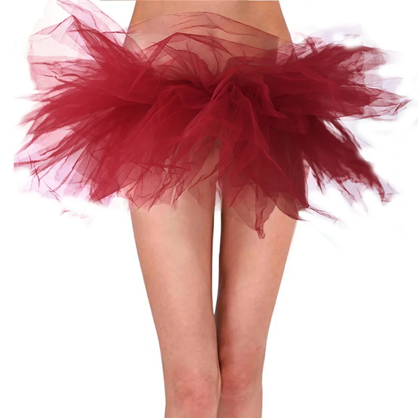 6 Layers Super Mini Tulle Skirt Womens Lolita Petticoat Jupe Femme Party Puffy Skirts Adult Dance Tutu Skirts hoop skirt