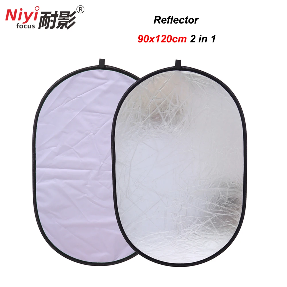 para a Fotografia de Estúdio Elipse Multi Disco Refletor Luz Dobrável Portátil Oval In1 Prata e Branco 90x120cm 35×47