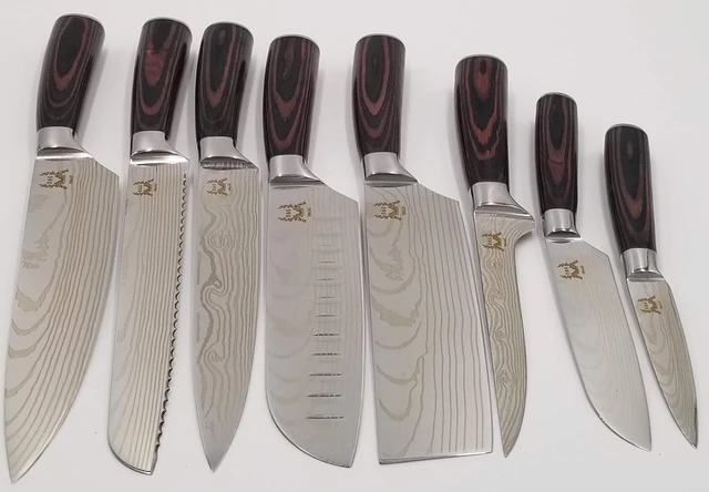 8 Piece Kitchen Chef Knife Set - High Carbon Stainless Steel Tiny