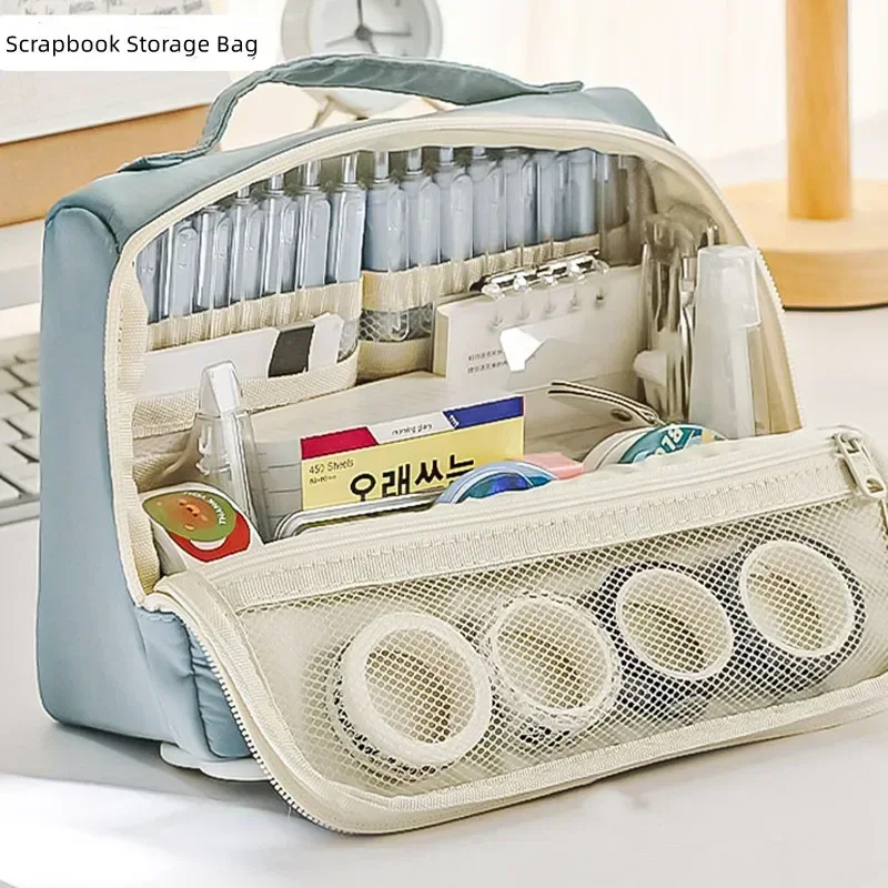 아름다운 캔버스 다기능 연필 케이스, 9 레이어 대용량, 학용품 및 문구