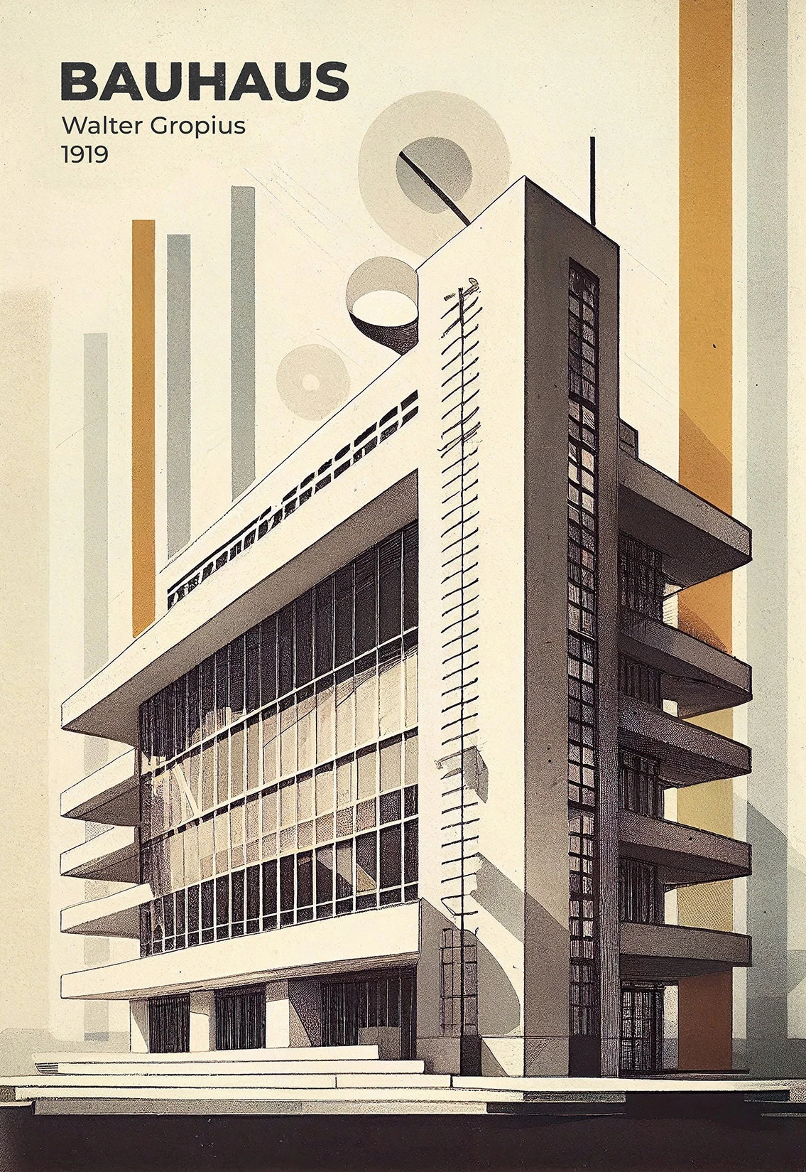 Minimalist Bauhaus Architecture Abstract Canvas Art