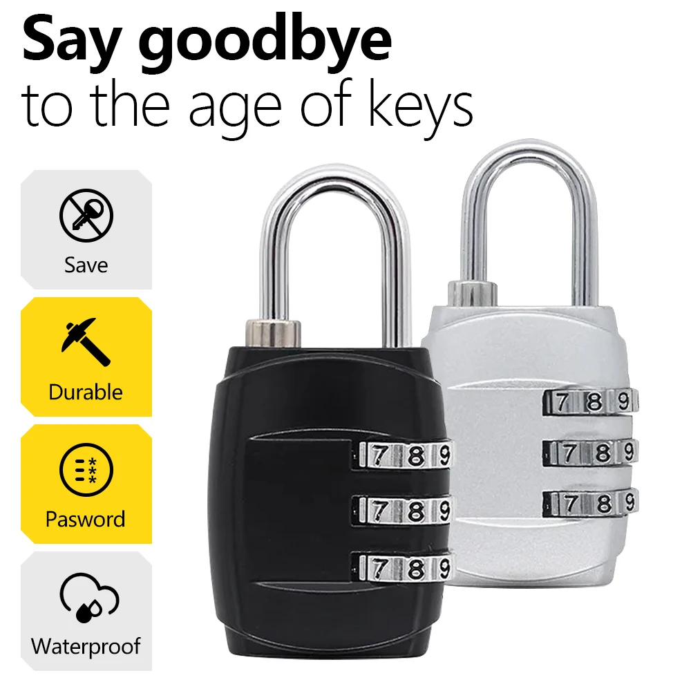 강철 케이블이 있는 보안 TSA 세관 잠금 장치, 해외 세관 통관 트롤리 수하물 가방 배낭 암호 잠금 자물쇠 