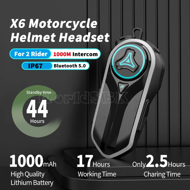 1/2Pcs Bluetooth Motorcycle Helmet Intercom Headset For 2 Rider 1000M Intercomunicador Moto Interphone Wireless Handsfree Call