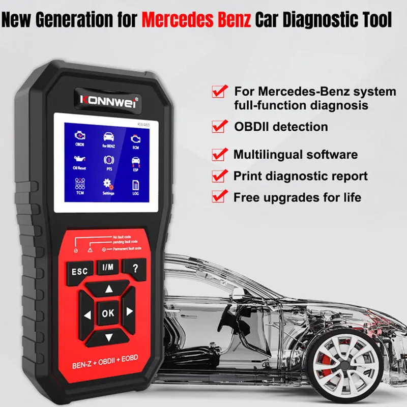 KONNWEI KW460 Strumento Diagnostico Auto OBD2 per Tutti i Sistemi, Lettore Codici con Reset ABS, Airbag, Olio, EPB, DPF, SRS, TPMS, Scanner ODB2 - Image 6