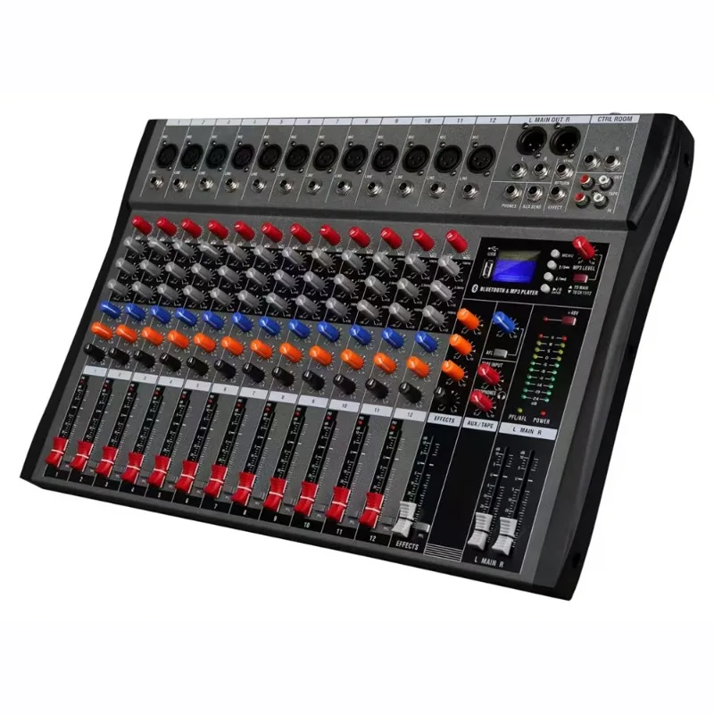 블루투스 기능이 있는 소형 오디오 믹서, 8채널 USB 사운드 카드, 48V 팬텀 파워, 3밴드 EQ, 라이브 스트리밍 녹음을 위한 6가지 음악 모드