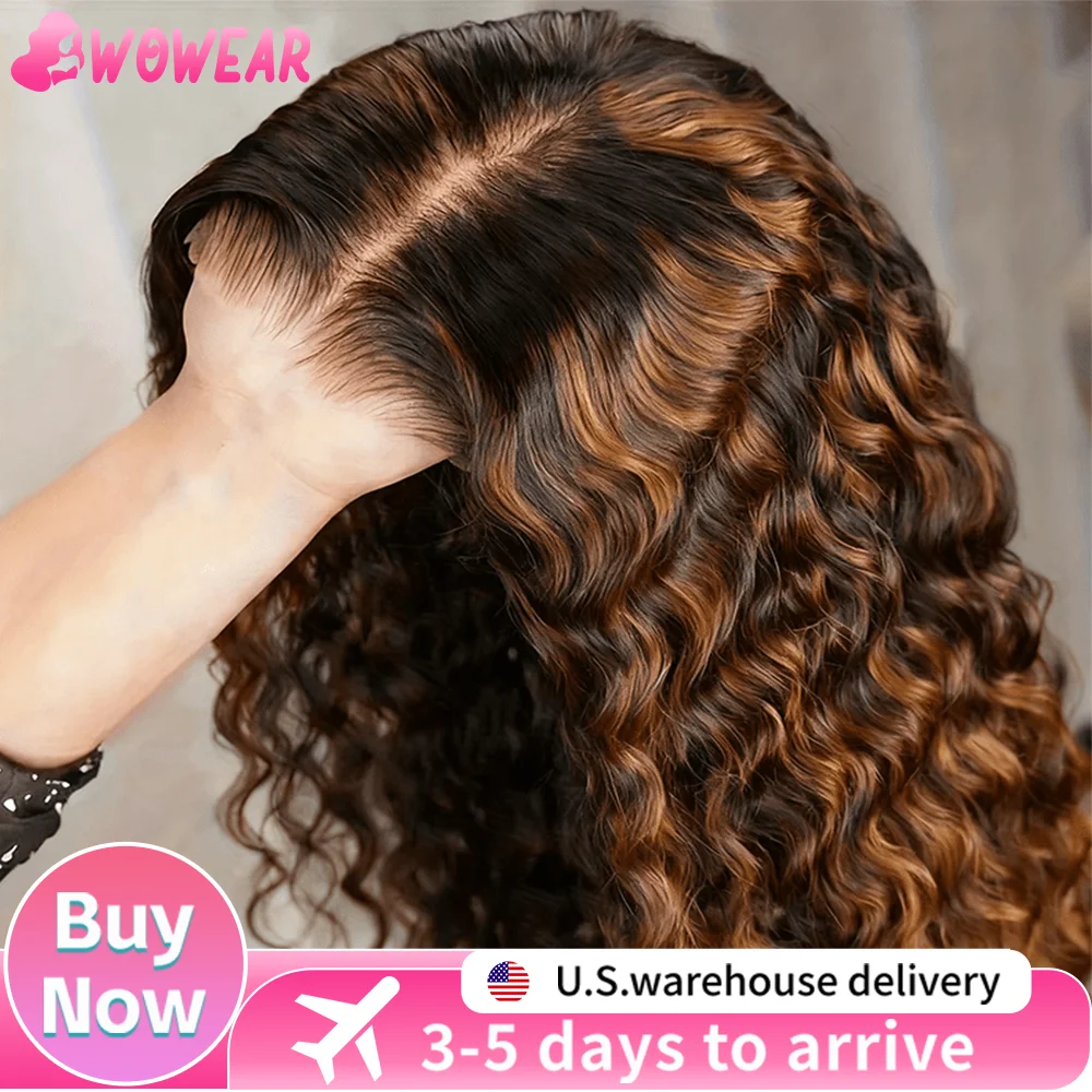 Highlight Ombre Lace Front Wig 40 Inch Curly Wigs 13x6 13x4 Hd Lace Frontal Water Wave Human Hair Wigs 1B/30 Colored Deep Wave